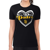 San Diego Padres G-III 4Her by Carl Banks Women's Super-Slim Fit Lightweight Double Heart T-Shirt | MLB On Sale
