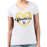 San Diego Padres G-III 4Her by Carl Banks Women's Super-Slim Fit Lightweight Double Heart V-Neck T-Shirt | MLB Near me