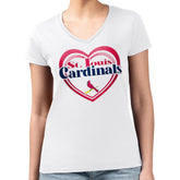St. Louis Cardinals G-III 4Her by Carl Banks Women's Super-Slim Fit Lightweight Double Heart V-Neck T-Shirt | MLB For sale