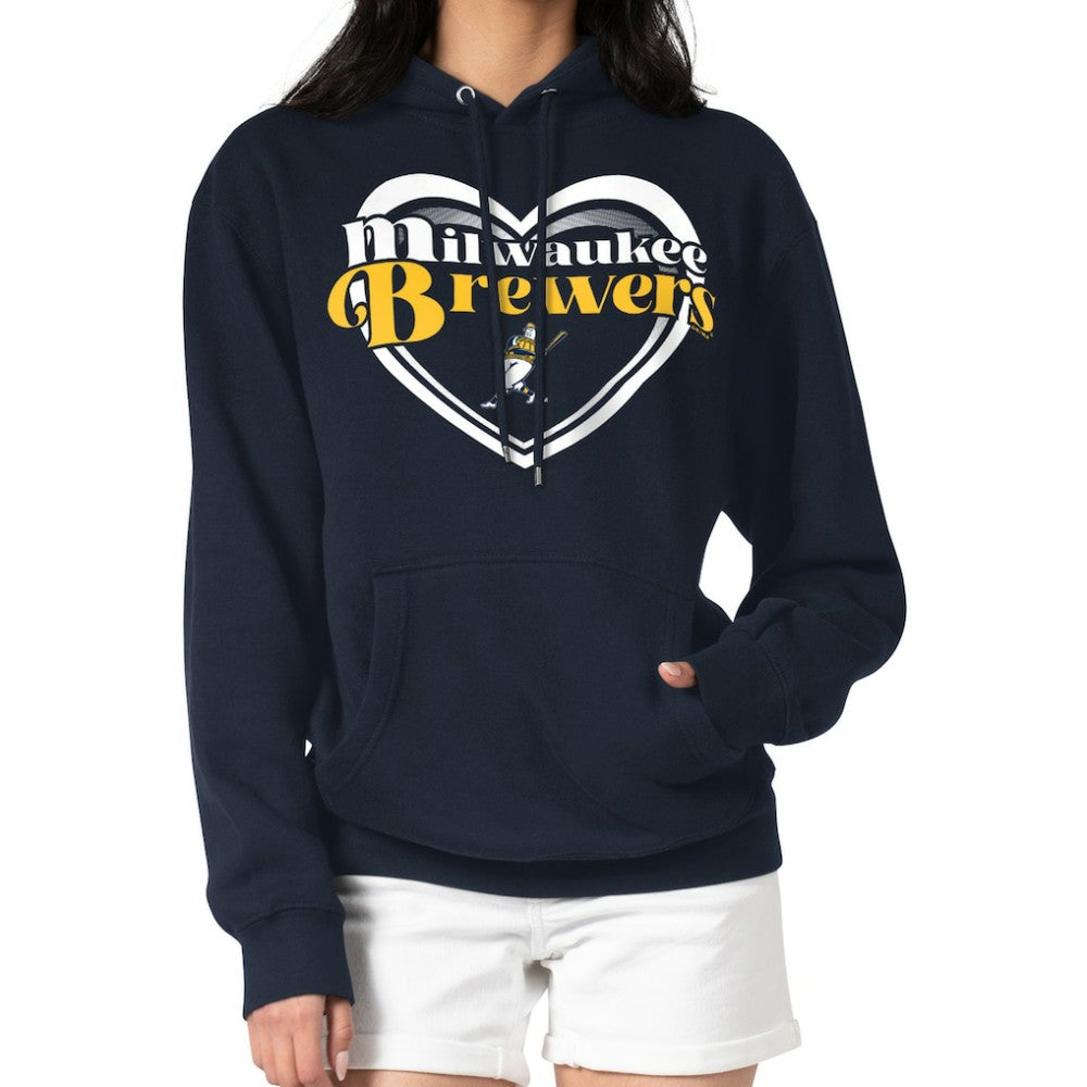 Milwaukee Brewers G-III 4Her by Carl Banks Women's Double Heart Fleece Pullover Hoodie | MLB US