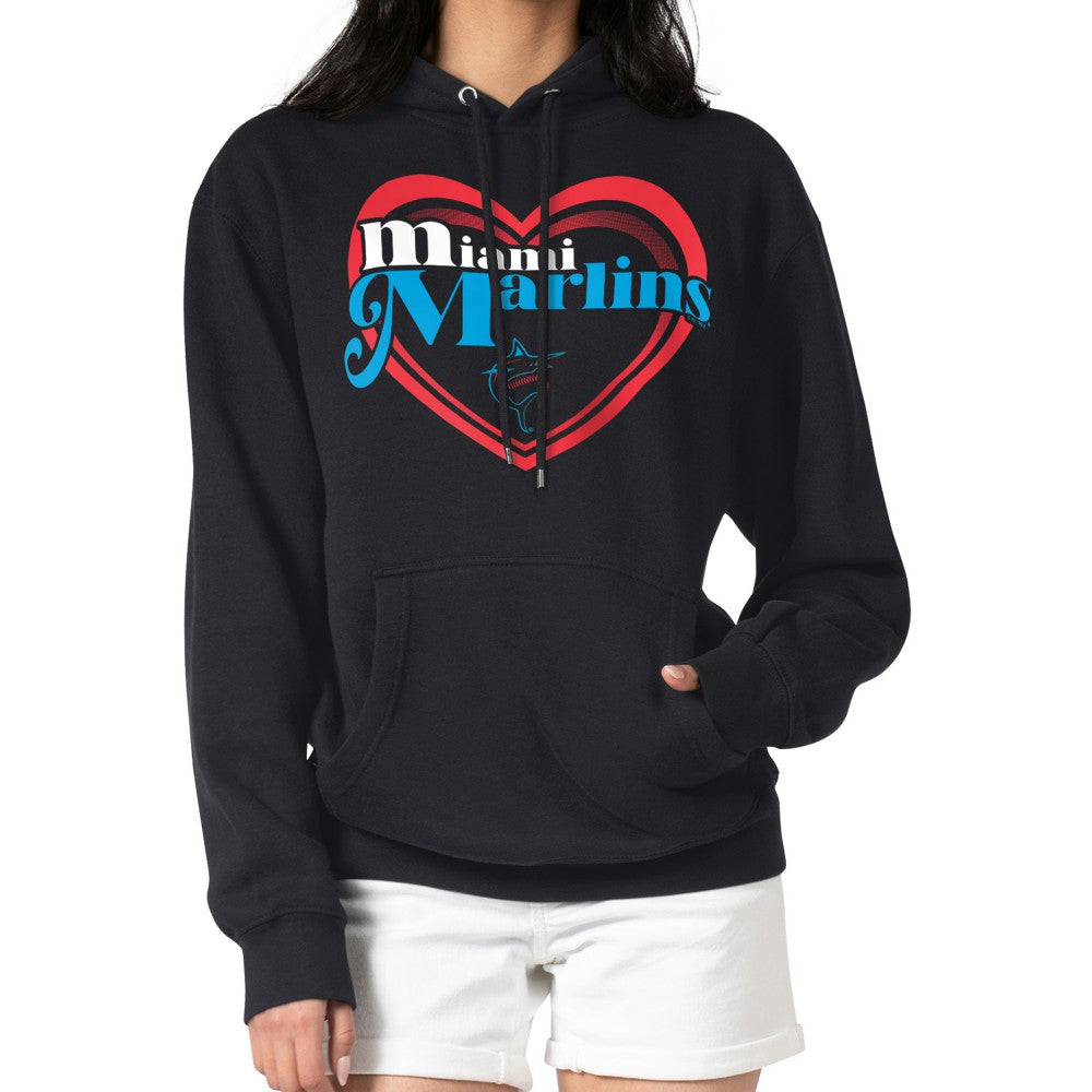 Miami Marlins G-III 4Her by Carl Banks Women's Double Heart Fleece Pullover Hoodie | MLB US