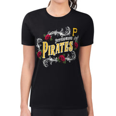 Pittsburgh Pirates G-III 4Her by Carl Banks Women's Super-Slim Fit Lightweight Retro Roses T-Shirt | MLB Near me