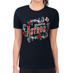 Houston Astros G-III 4Her by Carl Banks Women's Super-Slim Fit Lightweight Retro Roses T-Shirt | MLB New