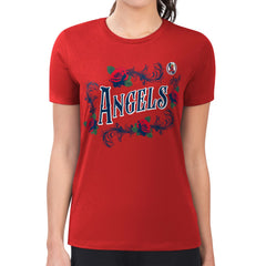 Los Angeles Angels G-III 4Her by Carl Banks Women's Super-Slim Fit Lightweight Retro Roses T-Shirt | MLB Outlet
