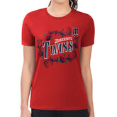 Minnesota Twins G-III 4Her by Carl Banks Women's Super-Slim Fit Lightweight Retro Roses T-Shirt | MLB For sale