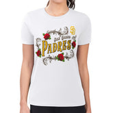 San Diego Padres G-III 4Her by Carl Banks Women's Super-Slim Fit Lightweight Retro Roses T-Shirt | MLB Discount