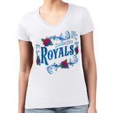 Kansas City Royals G-III 4Her by Carl Banks Women's Super-Slim Fit Lightweight Retro Roses V-Neck T-Shirt | MLB Discount