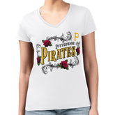 Pittsburgh Pirates G-III 4Her by Carl Banks Women's Super-Slim Fit Lightweight Retro Roses V-Neck T-Shirt | MLB Near me