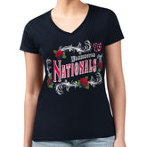 Washington Nationals G-III 4Her by Carl Banks Women's Super-Slim Fit Lightweight Retro Roses V-Neck T-Shirt | MLB Discount