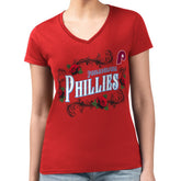 Philadelphia Phillies G-III 4Her by Carl Banks Women's Super-Slim Fit Lightweight Retro Roses V-Neck T-Shirt | MLB Near me