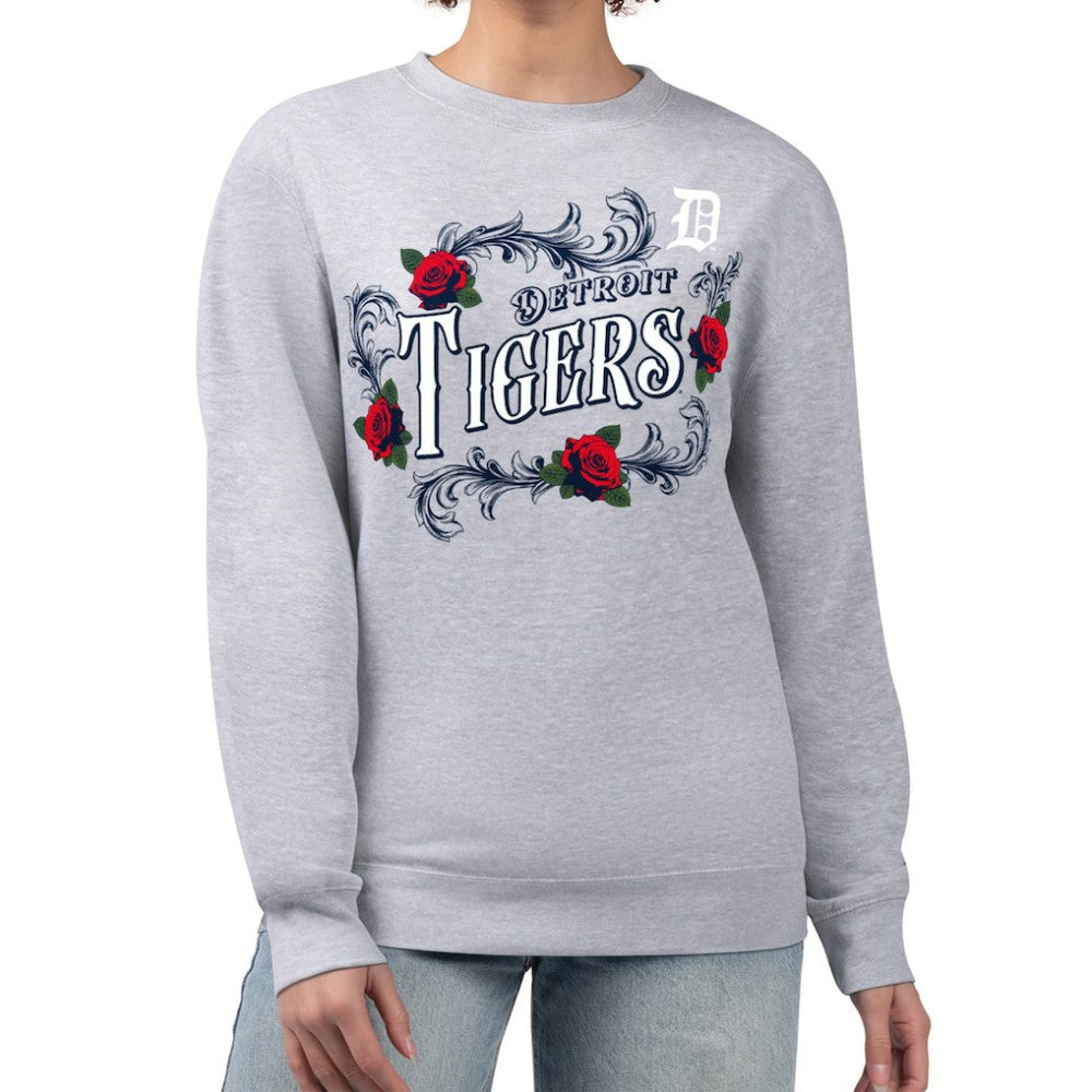 Detroit Tigers G-III 4Her by Carl Banks Women's Retro Roses Fleece Pullover Sweatshirt | MLB US