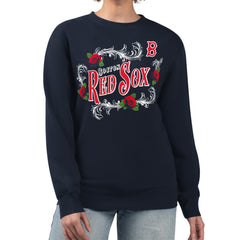 Boston Red Sox G-III 4Her by Carl Banks Women's Retro Roses Fleece Pullover Sweatshirt | MLB Discount