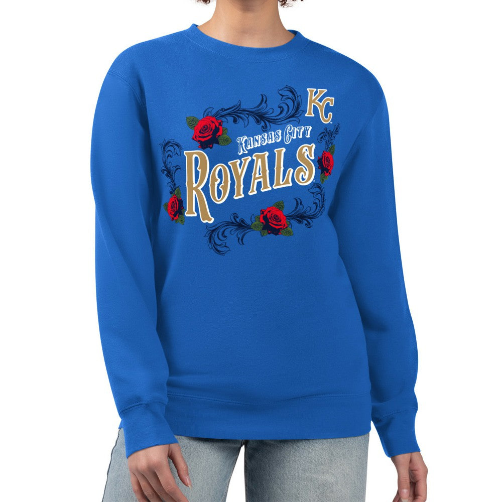 Kansas City Royals G-III 4Her by Carl Banks Women's Retro Roses Fleece Pullover Sweatshirt | MLB Shop