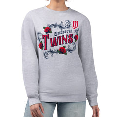 Minnesota Twins G-III 4Her by Carl Banks Women's Retro Roses Fleece Pullover Sweatshirt | MLB New