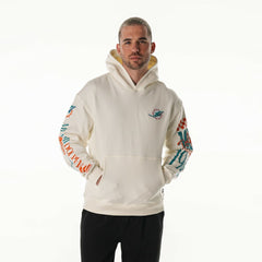 Miami Dolphins The Wild Collective Unisex Stacked Graphic Sleeve Fleece Hoodie