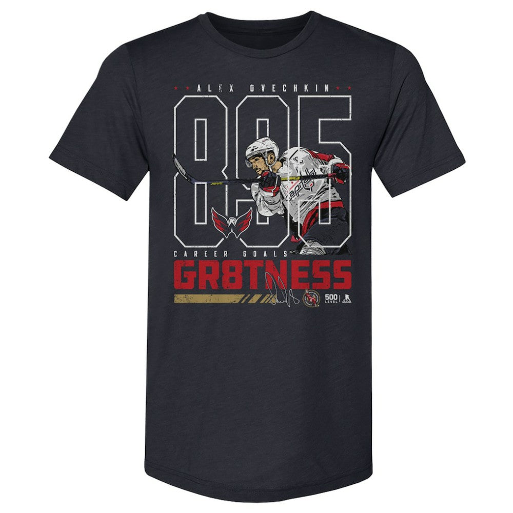 Alexander Ovechkin Washington Capitals 500 Level NHL All-Time Leading Goal Scorer Tri-Blend Outline T-Shirt Sale