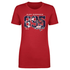 Alexander Ovechkin Washington Capitals 500 Level Women's NHL All-Time Leading Goal Scorer Overlay T-Shirt Sale