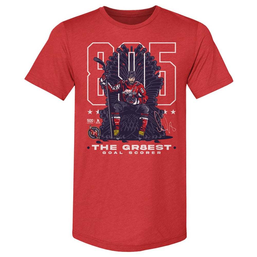 Alexander Ovechkin Washington Capitals 500 Level NHL All-Time Leading Goal Scorer Tri-Blend Throne T-Shirt Outlet