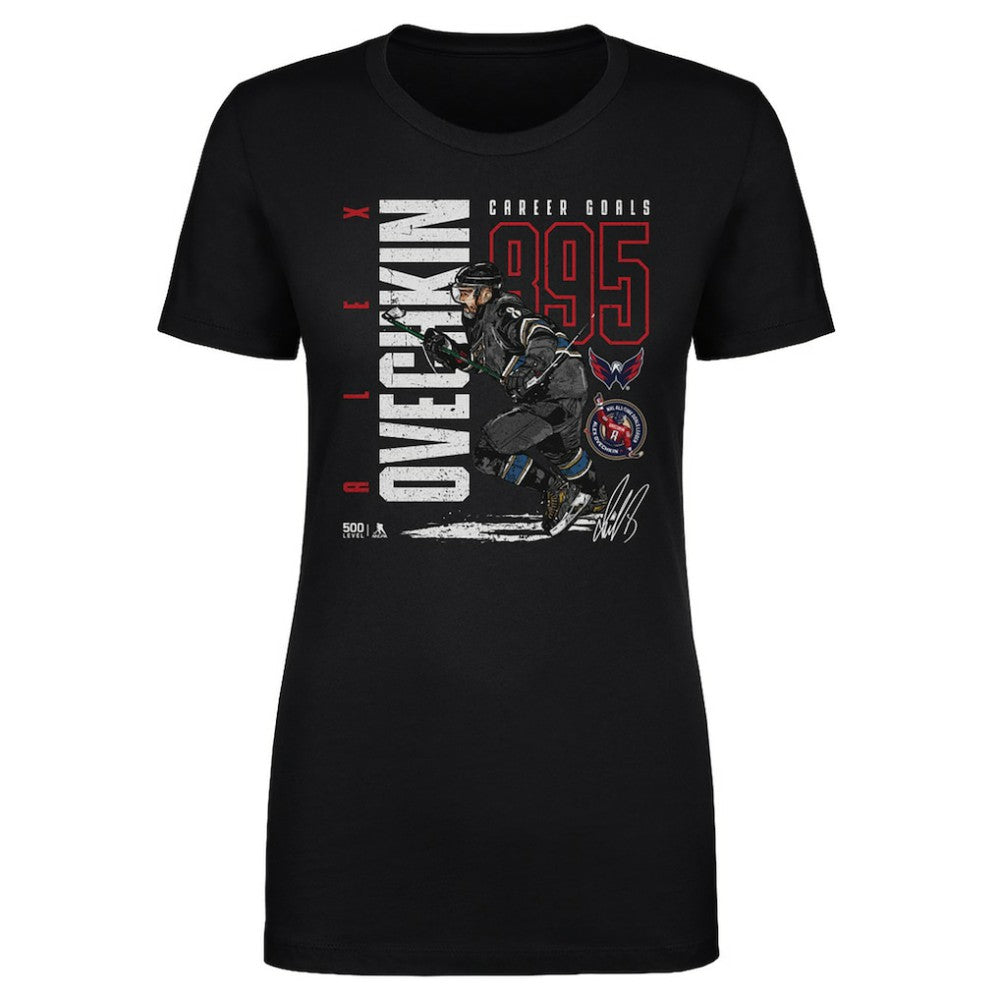 Alexander Ovechkin Washington Capitals 500 Level Women's NHL All-Time Leading Goal Scorer Throwback T-Shirt On Sale