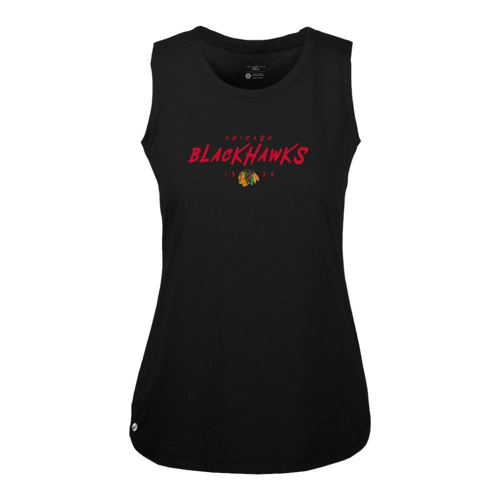 Chicago Blackhawks Levelwear Women's Macy Scratched Tank Top For Sale