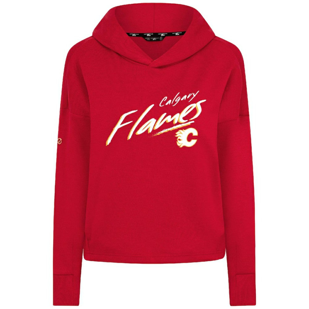 Calgary Flames Levelwear Women's Sweet Sizzle Tri-Blend Cropped Pullover Hoodie For Sale