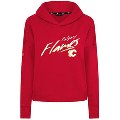 Calgary Flames Levelwear Women's Sweet Sizzle Tri-Blend Cropped Pullover Hoodie For Sale