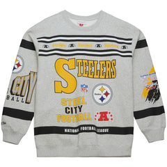 Pittsburgh Steelers Mitchell & Ness All Over Print Vintage Fleece Crewneck Sweatshirt