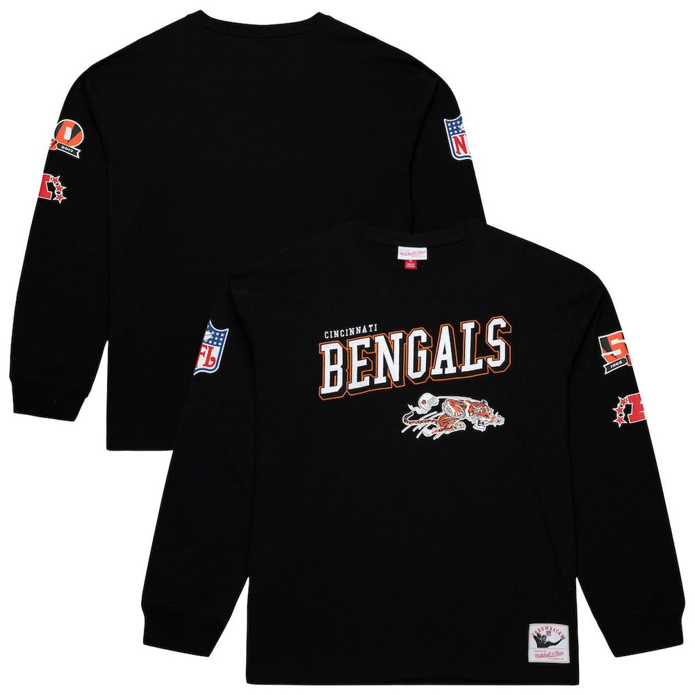 Cincinnati Bengals Mitchell & Ness Training Camp Vintage Logos Long Sleeve T-Shirt