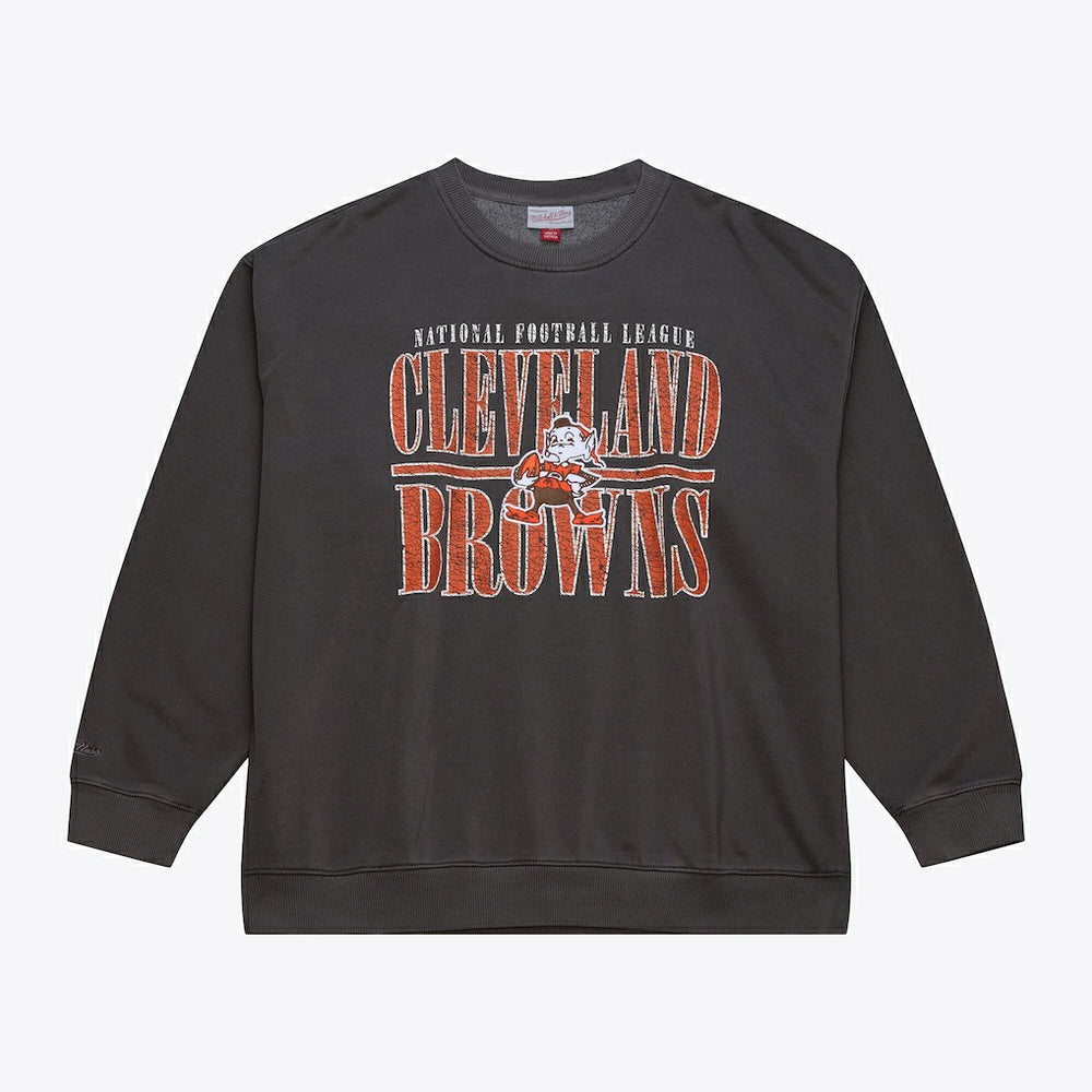 Cleveland Browns Mitchell & Ness Downtown Crew Vintage Logo Sweatshirt
