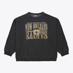 New Orleans Saints Mitchell & Ness Downtown Crew Vintage Logo Sweatshirt