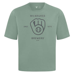 Milwaukee Brewers Levelwear Crossway Oversized Luxe Signature Knit T-Shirt | MLB Shop