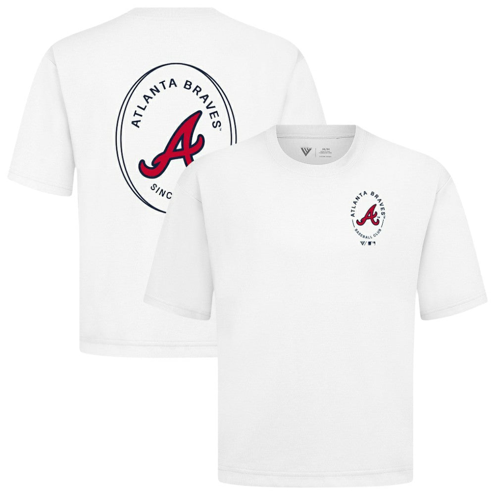 Atlanta Braves Levelwear Register Oversized Luxe Signature Knit T-Shirt | MLB Outlet