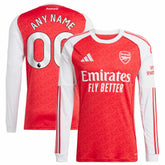 Arsenal 2025/26 Home Replica Long Sleeve Custom Jersey Red - Adidas