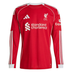 Liverpool 2025/26 Home Custom Replica Long Sleeve Jersey Red - Adidas