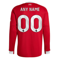 Liverpool 2025/26 Home Custom Replica Long Sleeve Jersey Red - Adidas