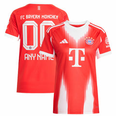 Bayern Munich Women's 2025/26 Home Replica Custom Jersey Red - Adidas
