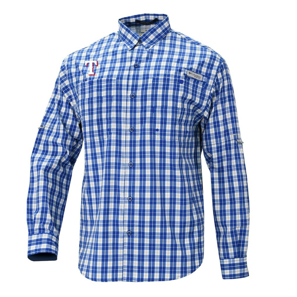 Texas Rangers Columbia Super Tamiami Omni-Shade Long Sleeve Button-Down Shirt | MLB Near me