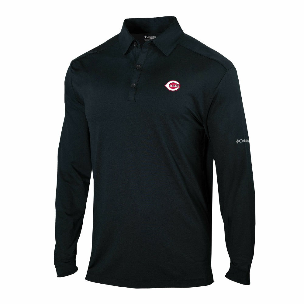 Cincinnati Reds Columbia Omni-Wick Pin High Long Sleeve Polo | MLB On Sale