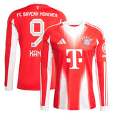 Harry Kane Bayern Munich 2025/26 Home Replica Long Sleeve Jersey Red - Adidas