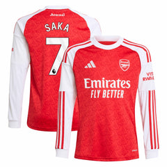 Bukayo Saka Arsenal Youth 2025/26 Home Replica Long Sleeve Player Jersey Red - Adidas