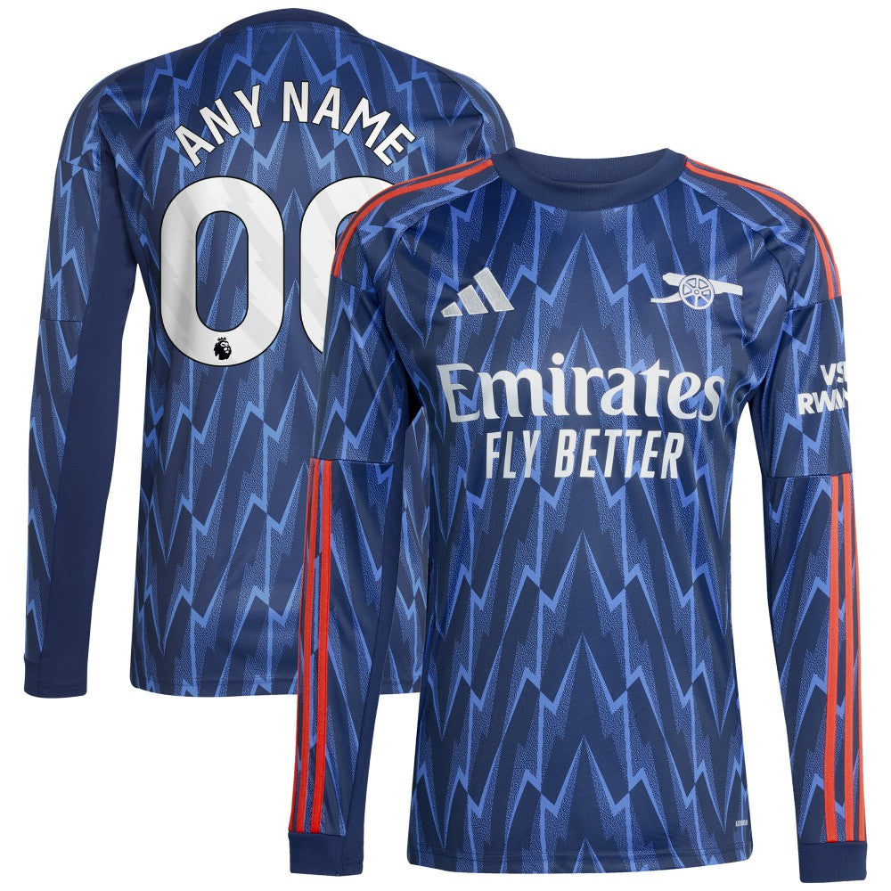Arsenal 2025/26 Away Replica Long Sleeve Custom Jersey Blue - Adidas