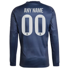 Real Madrid 2025/26 Away Long Sleeve Replica Custom Jersey Blue - Adidas