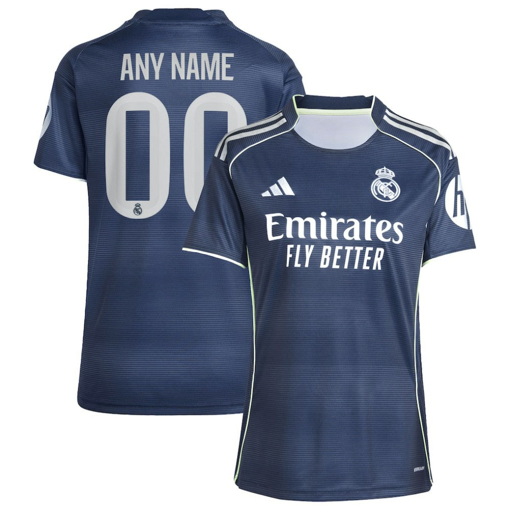 Real Madrid Women's 2025/26 Away Replica Custom Jersey Blue - Adidas