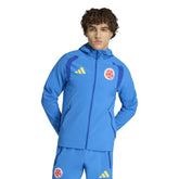 Colombia National Team FIFA x World Cup 2026 Tiro Travel Raglan Full-Zip Windbreaker Hoodie Blue - Adidas