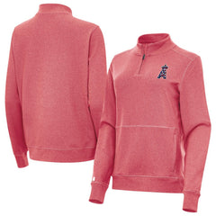 Los Angeles Angels Antigua Women's Crush Stars and Stripes Team Logo Quarter-Zip Pullover Top | MLB US