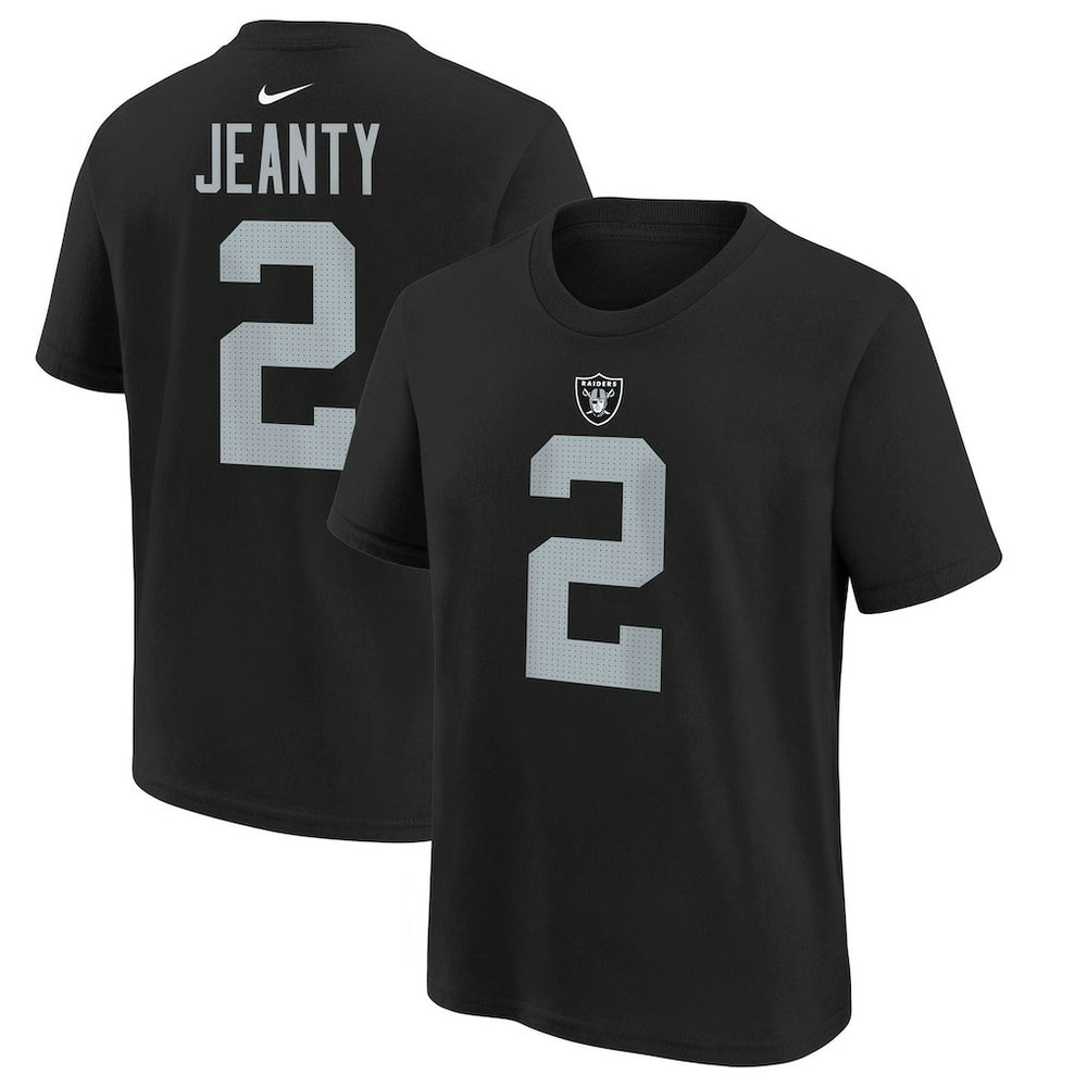 Las Vegas Raiders Nike Ashton Jeanty Youth 2025 NFL Draft First Round Pick Name & Number T-Shirt