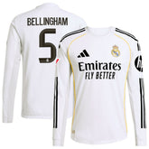 Jude Bellingham Real Madrid 2025/26 Home Long Sleeve Jersey White - Adidas