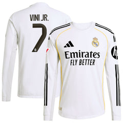 Vini Jr. Real Madrid 2025/26 Home Long Sleeve Jersey White - Adidas