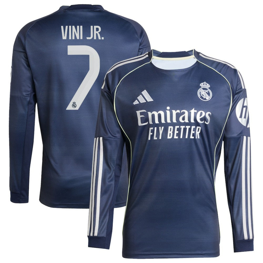 Vini Jr. Real Madrid 2025/26 Home Long Sleeve Replica Player Jersey Blue - Adidas