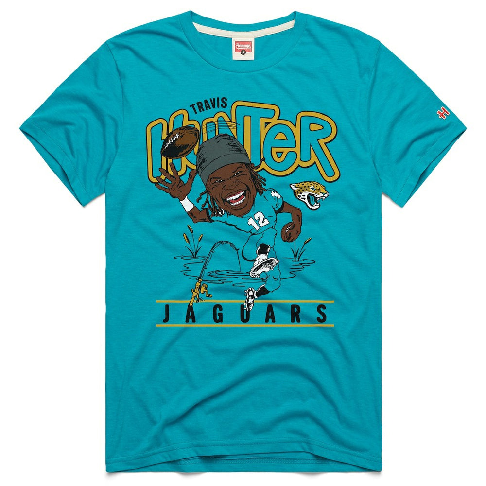 Jacksonville Jaguars Travis Hunter Homage Unisex Caricature Player Graphic Tri-Blend T-Shirt